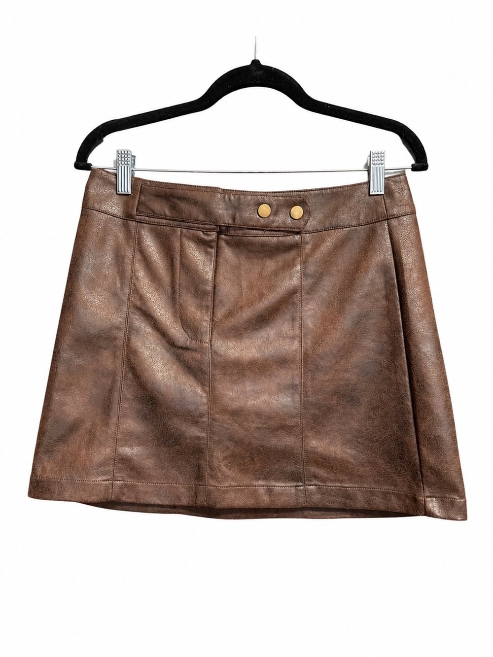 Alivia Ford Bronze Faux Leather Mini Skirt